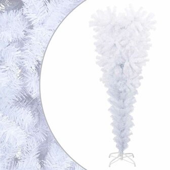 Kunstkerstboom met standaard omgekeerd 150 cm wit 1