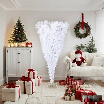 Kunstkerstboom met standaard omgekeerd 180 cm wit 2