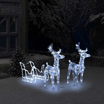 Kerstversiering rendieren en slee 160 LED&amp;apos;s 130 cm acryl 1