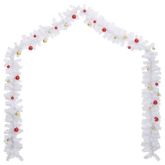 Kerstslinger versierd met kerstballen 5 m wit 3