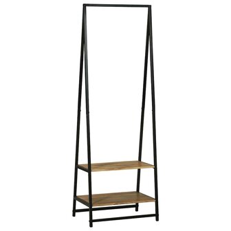 Kledingrek met plank Zwart 60 x 45 x 180 cm Massief acaciahout 2