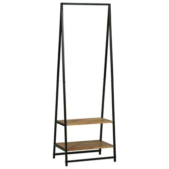 Kledingrek met plank Zwart 60 x 45 x 180 cm Massief acaciahout 3