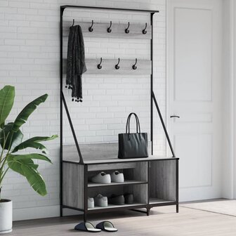 Kledingrek met schoenenrek 100x41x184 cm grijs sonoma 1