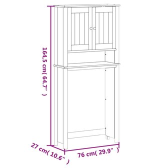 Wasmachinekast BERG 76x27x164,5 cm massief hout zwart 8
