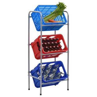 Opbergrek voor 3 kratten 50x33x116 staal zilverkleurig 1