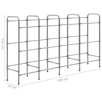 Opbergrek voor 12 kratten 190x33x116 cm staal zilverkleurig 5