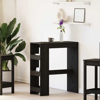 Bartafel met rekken Zwarte eik 90x40x103,5 cm bewerkt hout 1