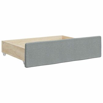 Opberglades bed 2 st bewerkt hout bewerkt hout stof lichtgrijs 3