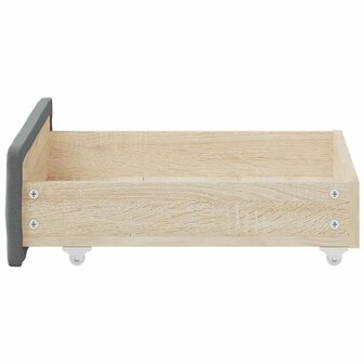Opberglades bed 2 st bewerkt hout en stof donkergrijs 5