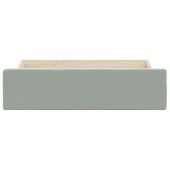 Opberglades bed 2 st bewerkt hout en fluweel lichtgrijs 4