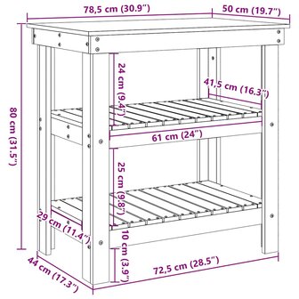 Werkbank Wasbruin 78.5 x 50 x 80 cm Massief grenenhout 9