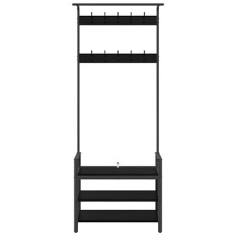 Kapstok met plank Zwart eiken 75 x 34 x 184 cm Bewerkt hout 5