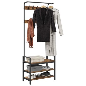 Kapstok met plank Oud hout 75 x 34 x 184 cm Bewerkt hout 3