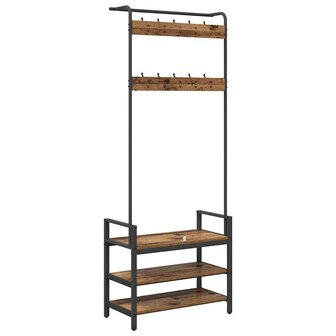 Kapstok met plank Oud hout 75 x 34 x 184 cm Bewerkt hout 7