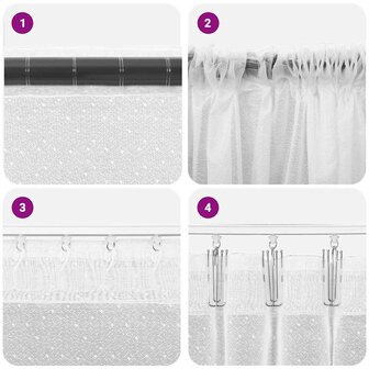 Gordijnen met gordijnen Bloemen Wit Polyester 4