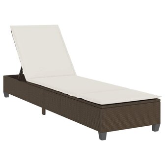 Ligstoel met kussens bruin 55x200x25,5cm polyrotan 2