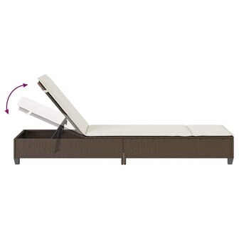 Ligstoel met kussens bruin 55x200x25,5cm polyrotan 9