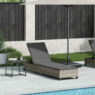 Ligstoel met kussens grijs 55x200x25,5cm polyrotan 1