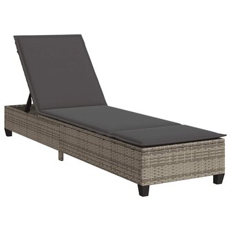 Ligstoel met kussens grijs 55x200x25,5cm polyrotan 2