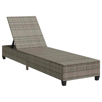 Ligstoel met kussens grijs 55x200x25,5cm polyrotan 4