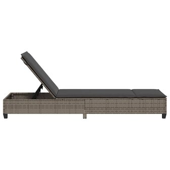 Ligstoel met kussens grijs 55x200x25,5cm polyrotan 7
