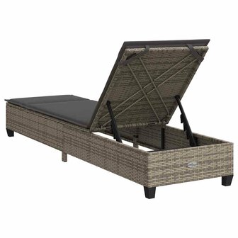 Ligstoel met kussens grijs 55x200x25,5cm polyrotan 8