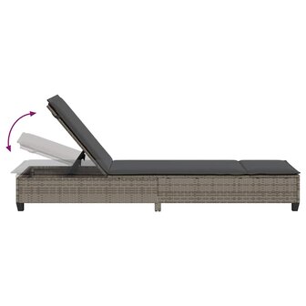 Ligstoel met kussens grijs 55x200x25,5cm polyrotan 9