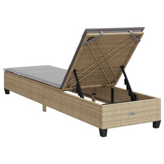 Ligstoel met kussens beige 55x200x25,5cm polyrotan 8