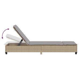 Ligstoel met kussens beige 55x200x25,5cm polyrotan 9