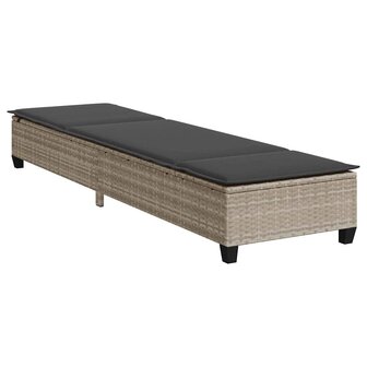 Ligstoel met kussens lichtgrijs 55x200x25,5cm polyrotan 5