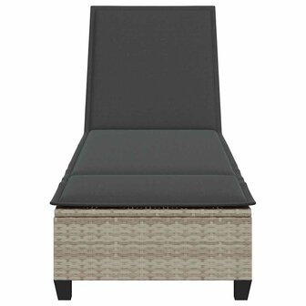 Ligstoel met kussens lichtgrijs 55x200x25,5cm polyrotan 6