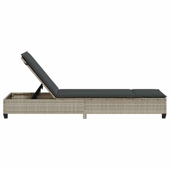 Ligstoel met kussens lichtgrijs 55x200x25,5cm polyrotan 7