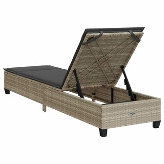 Ligstoel met kussens lichtgrijs 55x200x25,5cm polyrotan 8