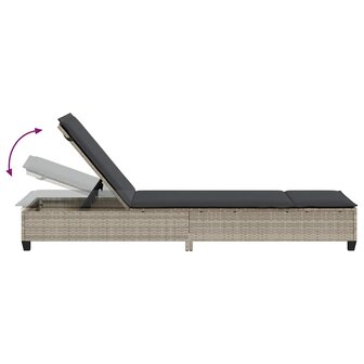 Ligstoel met kussens lichtgrijs 55x200x25,5cm polyrotan 9