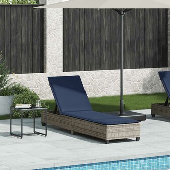 Ligstoel met kussens grijs 55x200x25,5cm polyrotan 1