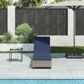 Ligstoel met kussens grijs 55x200x25,5cm polyrotan 3