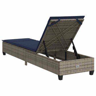 Ligstoel met kussens grijs 55x200x25,5cm polyrotan 8