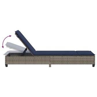 Ligstoel met kussens grijs 55x200x25,5cm polyrotan 9