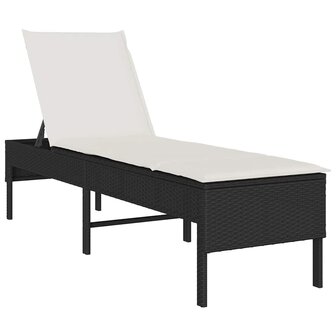 Ligstoel met kussen zwart 55x200x44cm polyrotan 2
