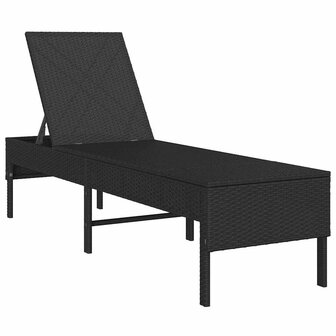 Ligstoel met kussen zwart 55x200x44cm polyrotan 4