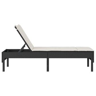 Ligstoel met kussen zwart 55x200x44cm polyrotan 6