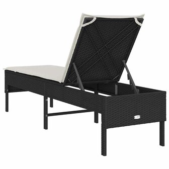 Ligstoel met kussen zwart 55x200x44cm polyrotan 7