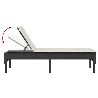 Ligstoel met kussen zwart 55x200x44cm polyrotan 8