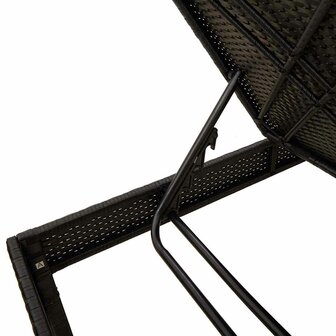 Ligstoel met kussen zwart 55x200x44cm polyrotan 9