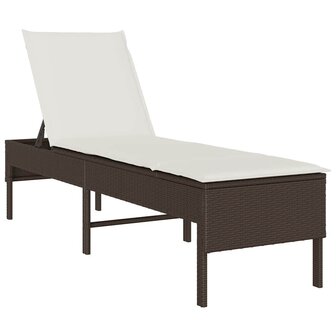 Ligstoel met kussen bruin 55x200x44cm polyrotan 2