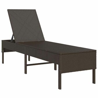 Ligstoel met kussen bruin 55x200x44cm polyrotan 4