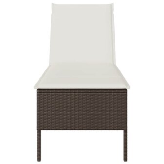 Ligstoel met kussen bruin 55x200x44cm polyrotan 5