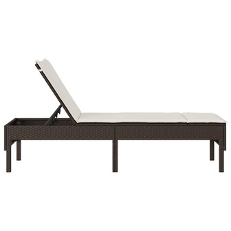 Ligstoel met kussen bruin 55x200x44cm polyrotan 6