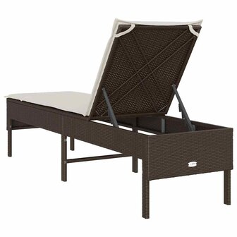 Ligstoel met kussen bruin 55x200x44cm polyrotan 7