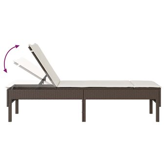 Ligstoel met kussen bruin 55x200x44cm polyrotan 8